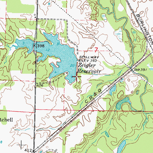 Topographic Map of Zeigler City Lake, IL