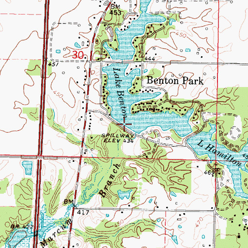 Topographic Map of Lake Benton Dam, IL