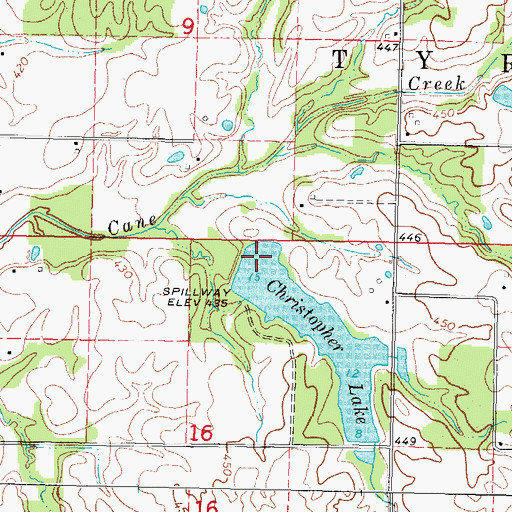 Topographic Map of Christopher New Reservoir Dam, IL
