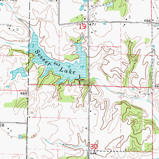 Topographic Map of City of Sesser Reservoir Dam, IL
