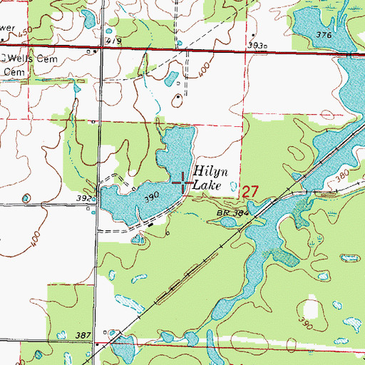 Topographic Map of Lake Helen Dam, IL