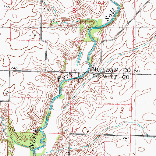 Topographic Map of Clyde Vance Lake Dam, IL