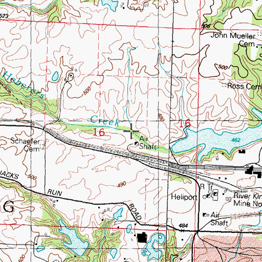 Topographic Map of River King Mine Lake Dam, IL