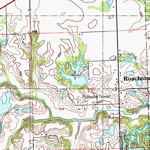 Topographic Map of Roachtown Lake, IL