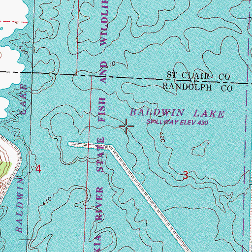 Topographic Map of Baldwin Lake, IL