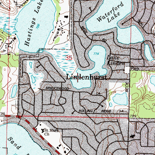 Topographic Map of Lake Linden Dam, IL