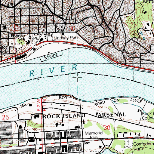 Topographic Map of Pool 15, IL