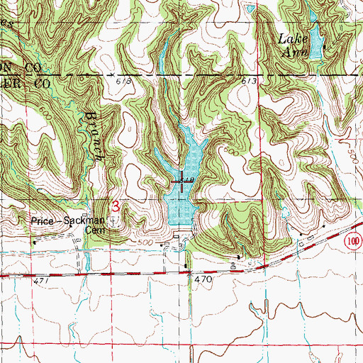Topographic Map of Briney Lake Number 1, IL