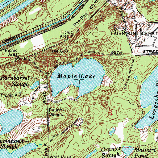Topographic Map of Maple Lake Dam, IL