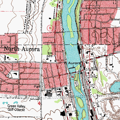 Topographic Map of North Aurora Dam, IL