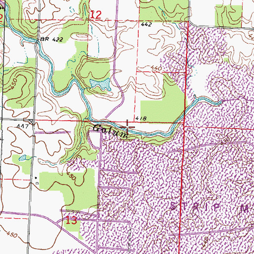 Topographic Map of Yearhing Lake Dam, IL