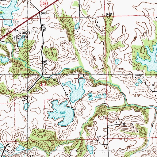 Topographic Map of Beil Lake Number 1 North Dam Number 2, IL