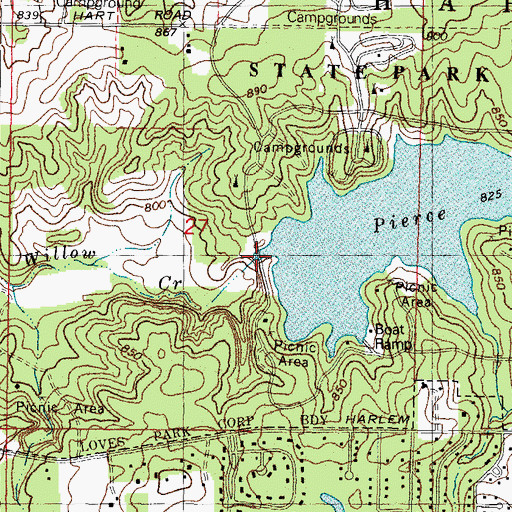 Topographic Map of Pierce Lake Dam, IL