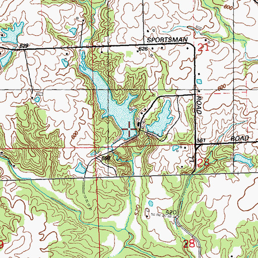 Topographic Map of Waterloo Sportsman Club Lake Dam Number 1, IL