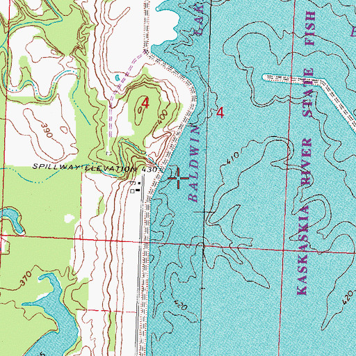 Topographic Map of Baldwin Power Plant Cooling Lake Dike, IL