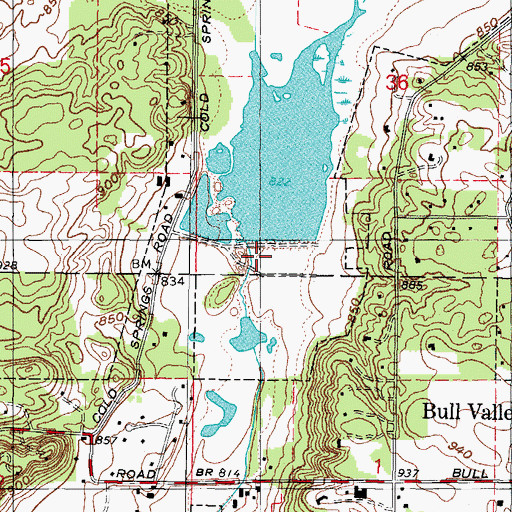 Topographic Map of Wold Lake Dam, IL