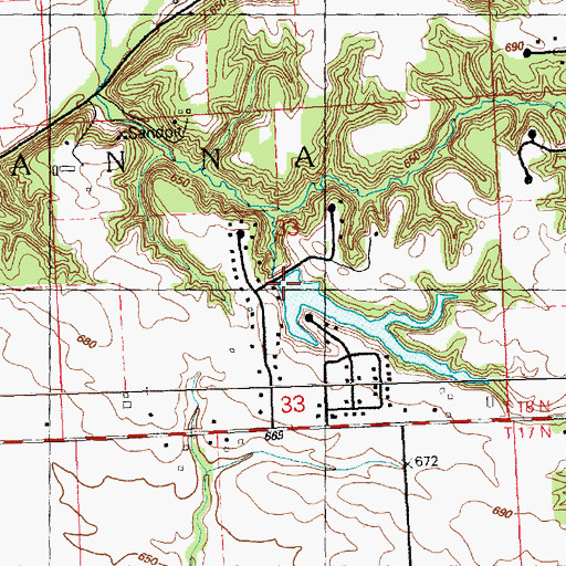 Topographic Map of Rustic Acres Lake Dam, IL