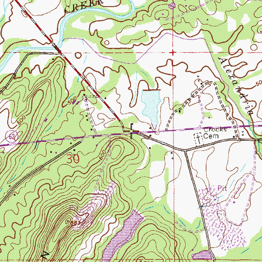 Topographic Map of Martins Crossroads Post Office, AL