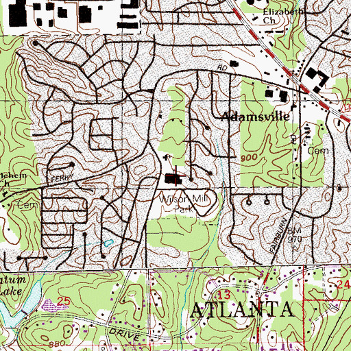 Topographic Map of Adamsville Elementary School, GA