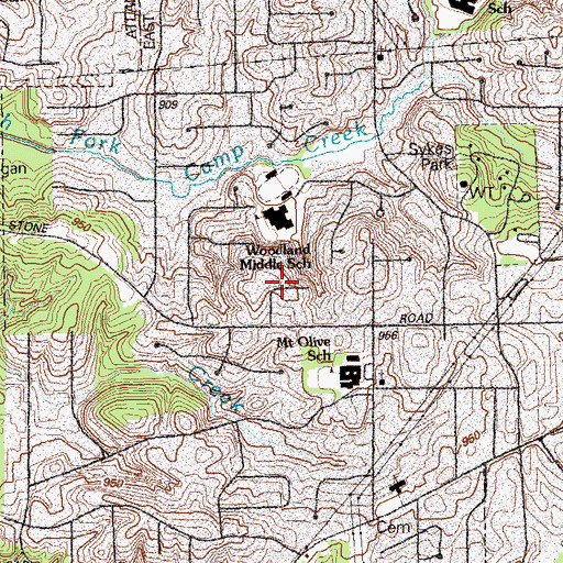 Topographic Map of Woodland Middle School, GA