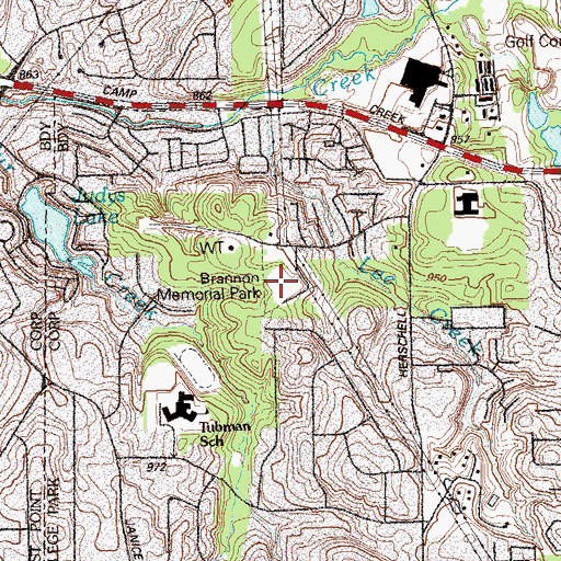 Topographic Map of Brandon Memorial Park, GA