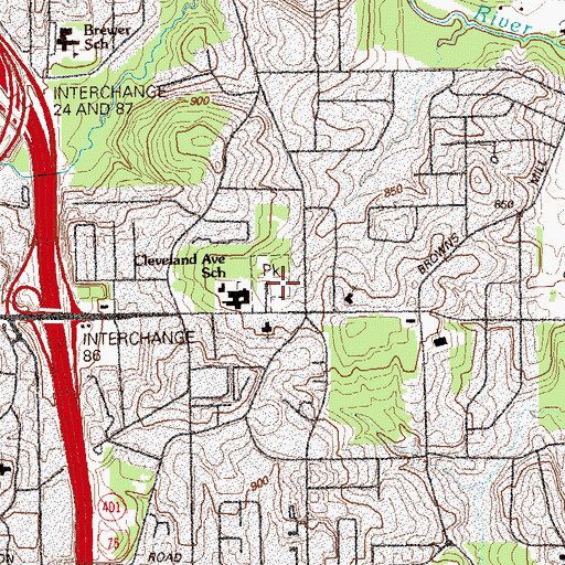 Topographic Map of Cleveland Park, GA