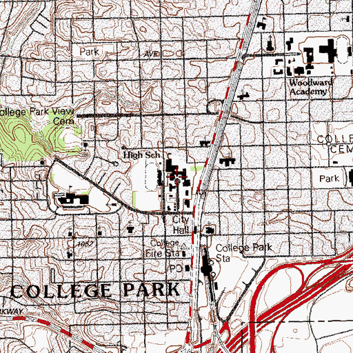 Topographic Map of College Park High School, GA