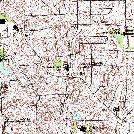 Topographic Map of The Bedford School, GA