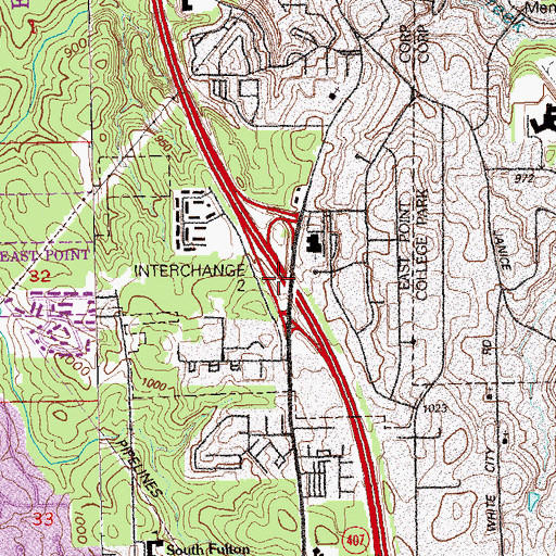 Topographic Map of Exit 2, GA