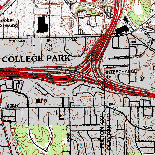 Topographic Map of Exit 17, GA
