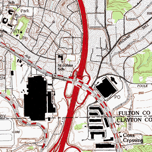 Topographic Map of Exit 82, GA
