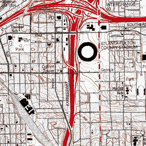 Topographic Map of Exit 90, GA