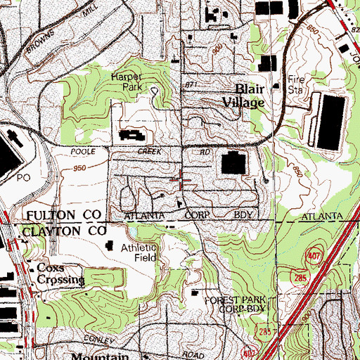 Topographic Map of Gilbert Gardens, GA