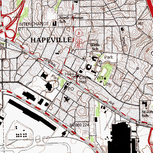 Topographic Map of Hapeville City Hall, GA