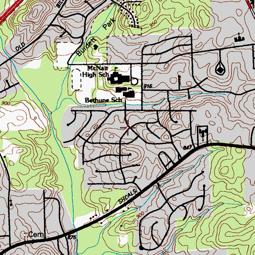 Topographic Map of Hillandale, GA