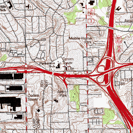 Topographic Map of Interchange 22, GA