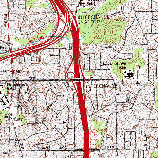 Topographic Map of Interchange 86, GA