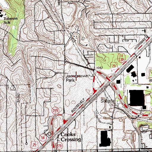 Topographic Map of Jamestown Shopping Center, GA