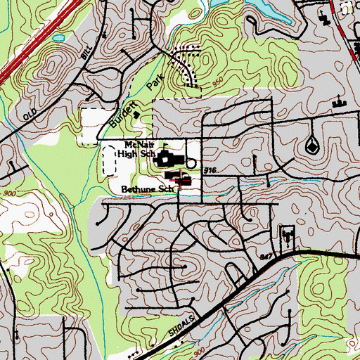 Topographic Map of Mary M Bethune Elementary School, GA