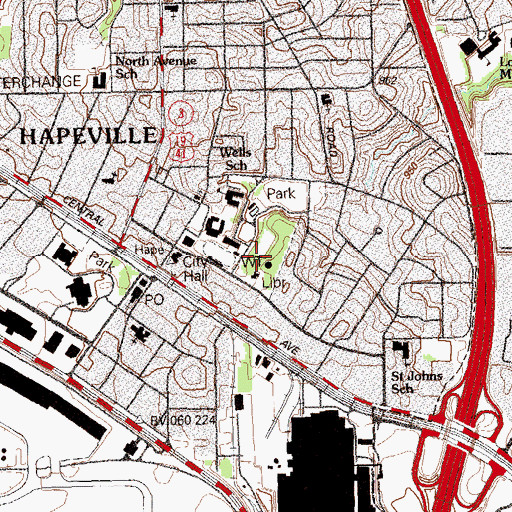 Topographic Map of Maddox Park, GA