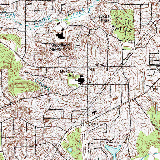 Topographic Map of Mount Olive Elementary School, GA