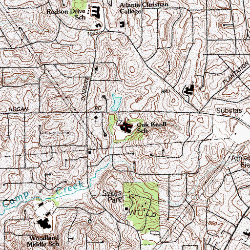 Topographic Map of Oak Knoll Elementary School, GA