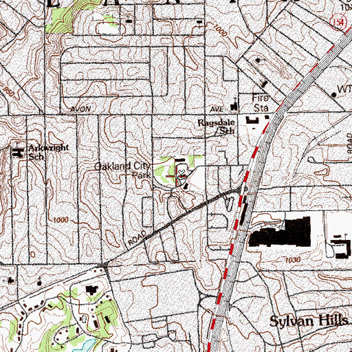 Topographic Map of Oakland City Park, GA