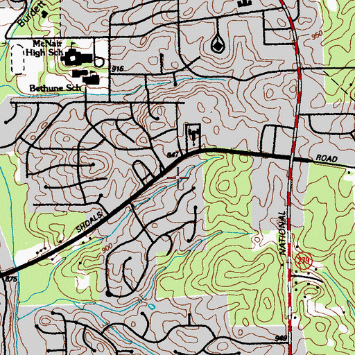 Topographic Map of Old National Christian Academy, GA