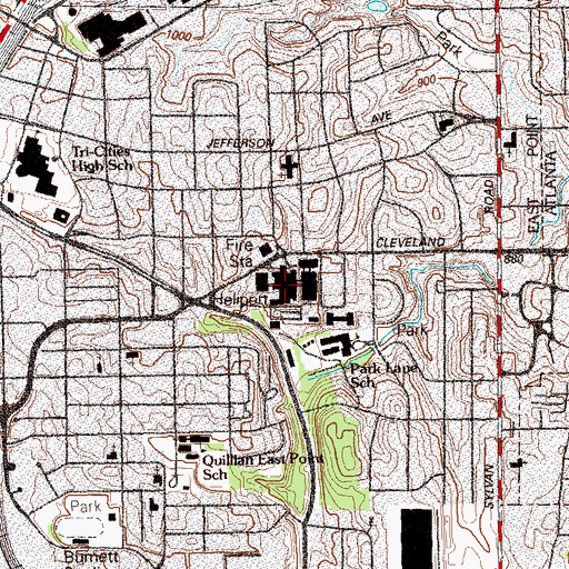 Topographic Map of Atlanta Medical Center - South Campus, GA