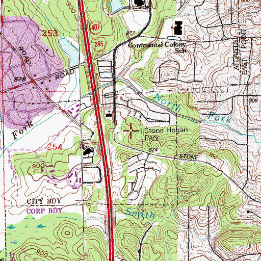 Topographic Map of Stone Hogan Park, GA