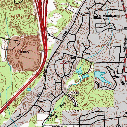 Topographic Map of The Meadows, GA