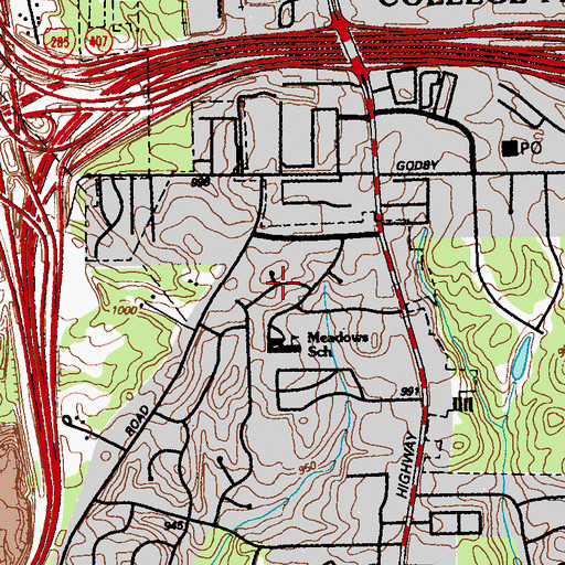 Topographic Map of Malibu, GA