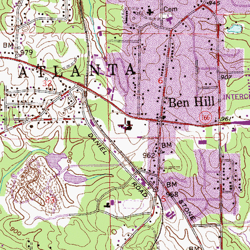 Topographic Map of Ben Hill Elementary School, GA