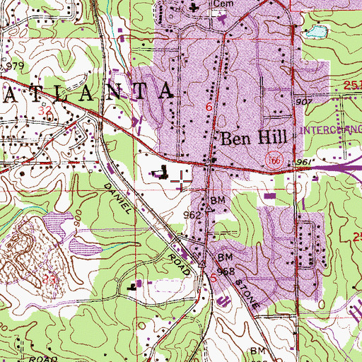 Topographic Map of Ben Hill Park, GA